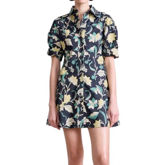 NEW APIECE APART luz mini dress in essa floral citron